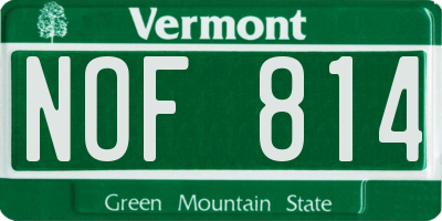 VT license plate NOF814