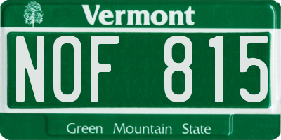 VT license plate NOF815
