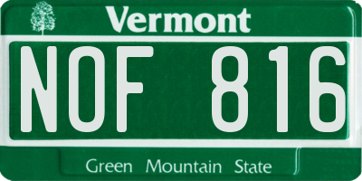 VT license plate NOF816