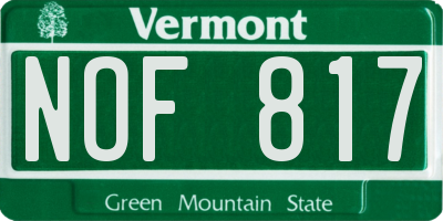VT license plate NOF817