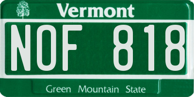 VT license plate NOF818