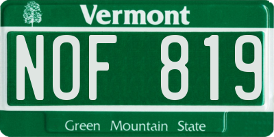 VT license plate NOF819
