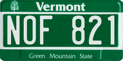 VT license plate NOF821