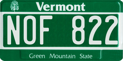 VT license plate NOF822