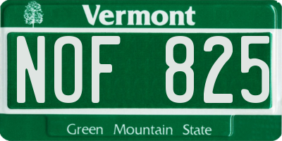 VT license plate NOF825