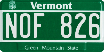 VT license plate NOF826