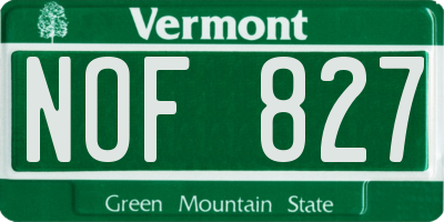 VT license plate NOF827