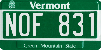 VT license plate NOF831