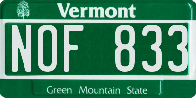 VT license plate NOF833