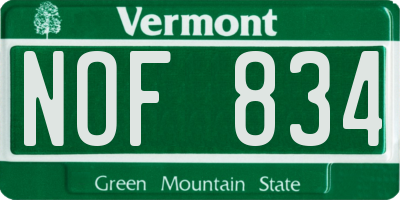 VT license plate NOF834