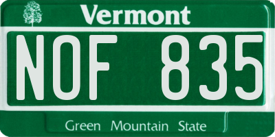 VT license plate NOF835
