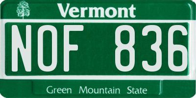 VT license plate NOF836