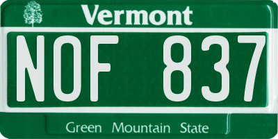 VT license plate NOF837