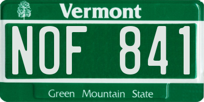 VT license plate NOF841