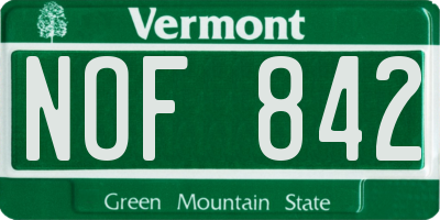 VT license plate NOF842