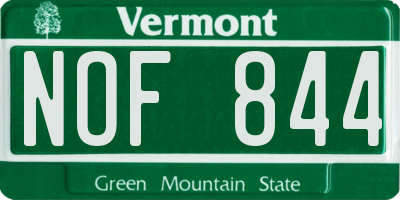 VT license plate NOF844