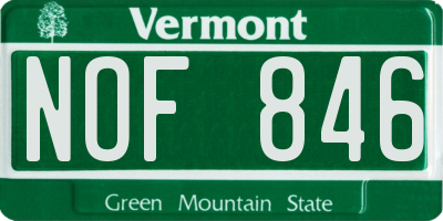 VT license plate NOF846