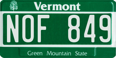 VT license plate NOF849