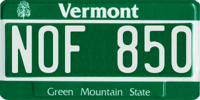 VT license plate NOF850