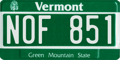 VT license plate NOF851