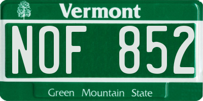 VT license plate NOF852