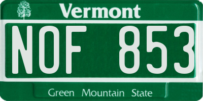 VT license plate NOF853
