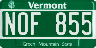 VT license plate NOF855