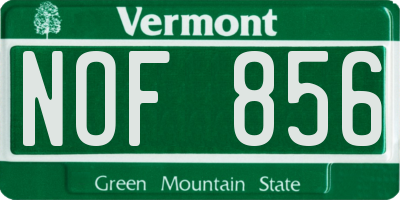 VT license plate NOF856