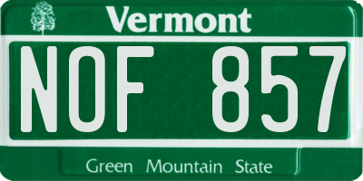 VT license plate NOF857