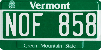 VT license plate NOF858