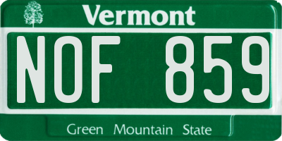 VT license plate NOF859