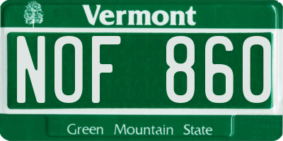 VT license plate NOF860