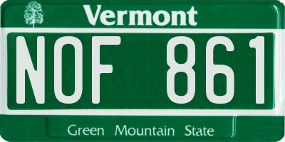 VT license plate NOF861