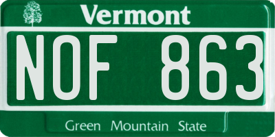 VT license plate NOF863