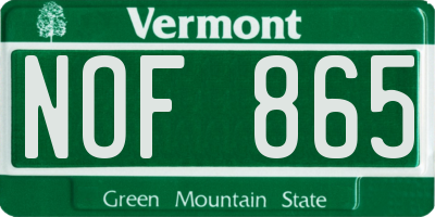 VT license plate NOF865