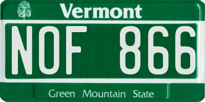 VT license plate NOF866