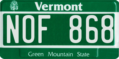 VT license plate NOF868