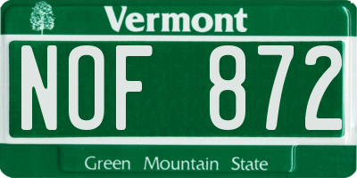 VT license plate NOF872