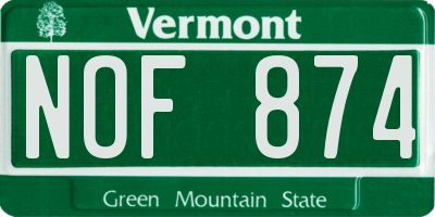 VT license plate NOF874