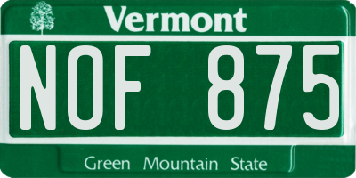 VT license plate NOF875