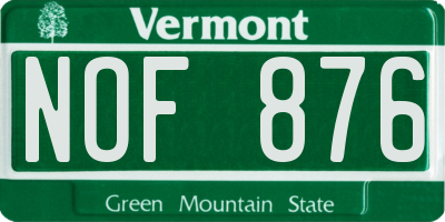 VT license plate NOF876