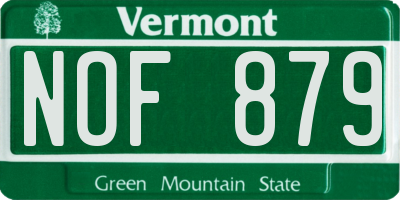 VT license plate NOF879