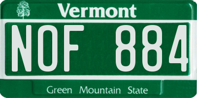 VT license plate NOF884