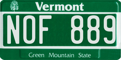 VT license plate NOF889