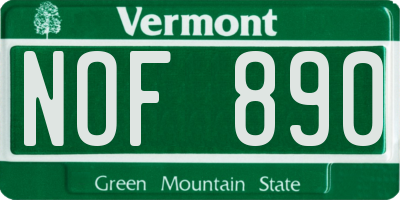 VT license plate NOF890
