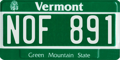 VT license plate NOF891