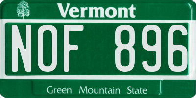 VT license plate NOF896
