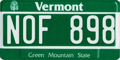 VT license plate NOF898
