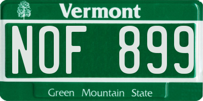 VT license plate NOF899