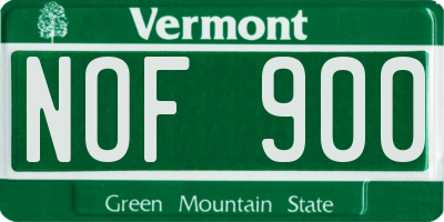 VT license plate NOF900